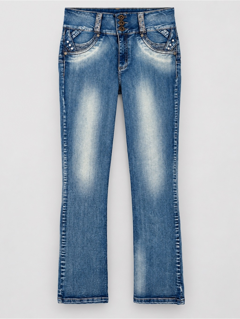 Virtual Sensuality Size 9 Y2K Rhinestone Embellished Bootcut Jeans
